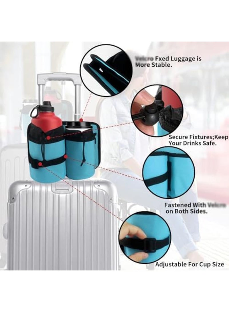 Barakah Travel Cup Holder for Suitcase - Adjustable Drink Sleeve Fits Roll-On Luggage Handles, Holds Coffee Cups & Water Bottles, Hands-Free Carry-On Accessory (Lake Blue) - Image 5