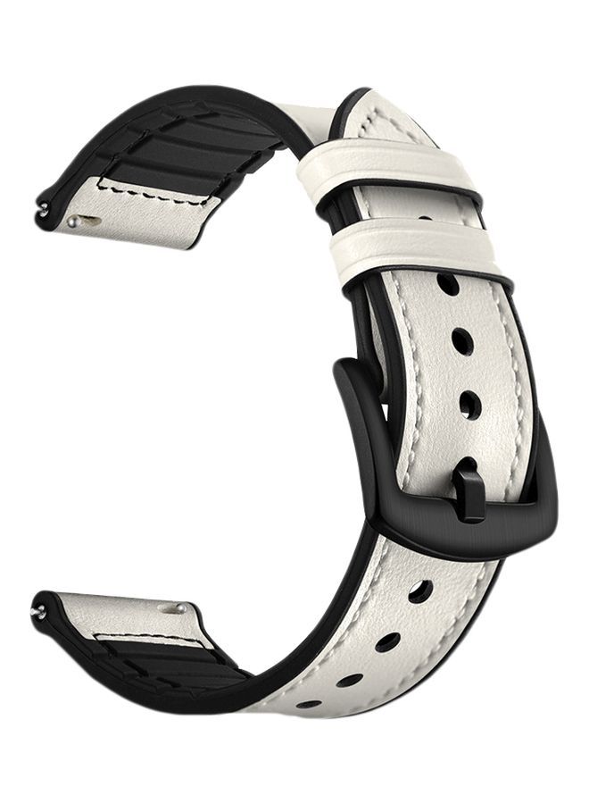 NIBEMINENT Replacement Leather Band For Smartwatch White - Image 1