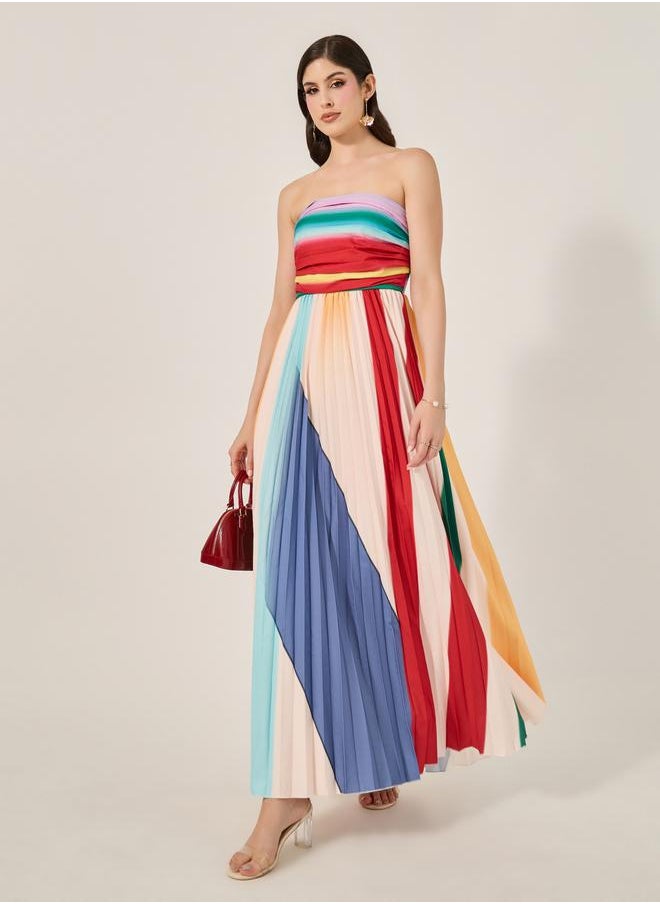 Styli Striped Pleated Dress  - Image 1