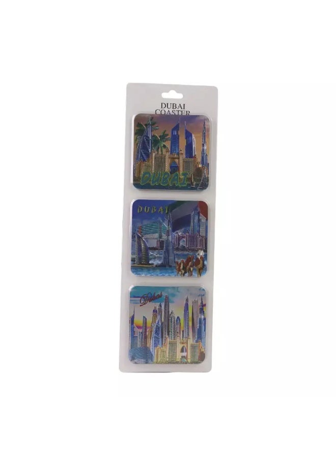 Dubai Design Table Coaster, Tea Coaster Of Dubai Landmark In Multi-Color - Pack of 3 Pieces  - Image 2