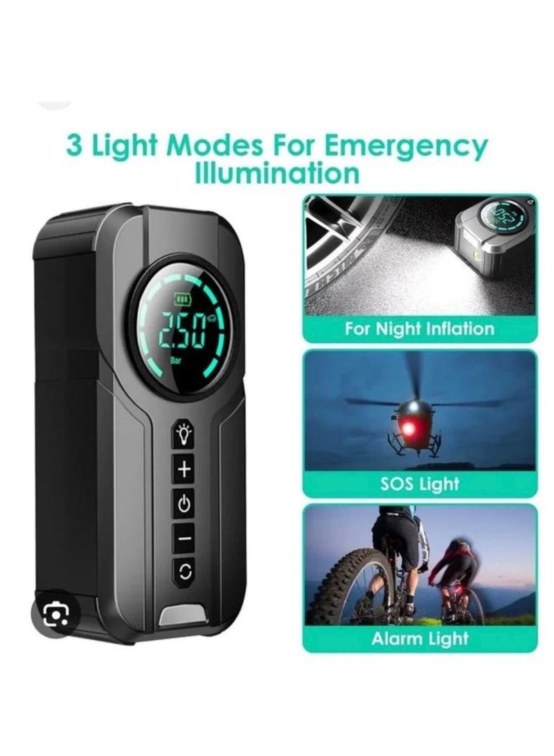 Denx DX414 portable car starter battery, 6000 mAh, with built-in air blower - Image 2