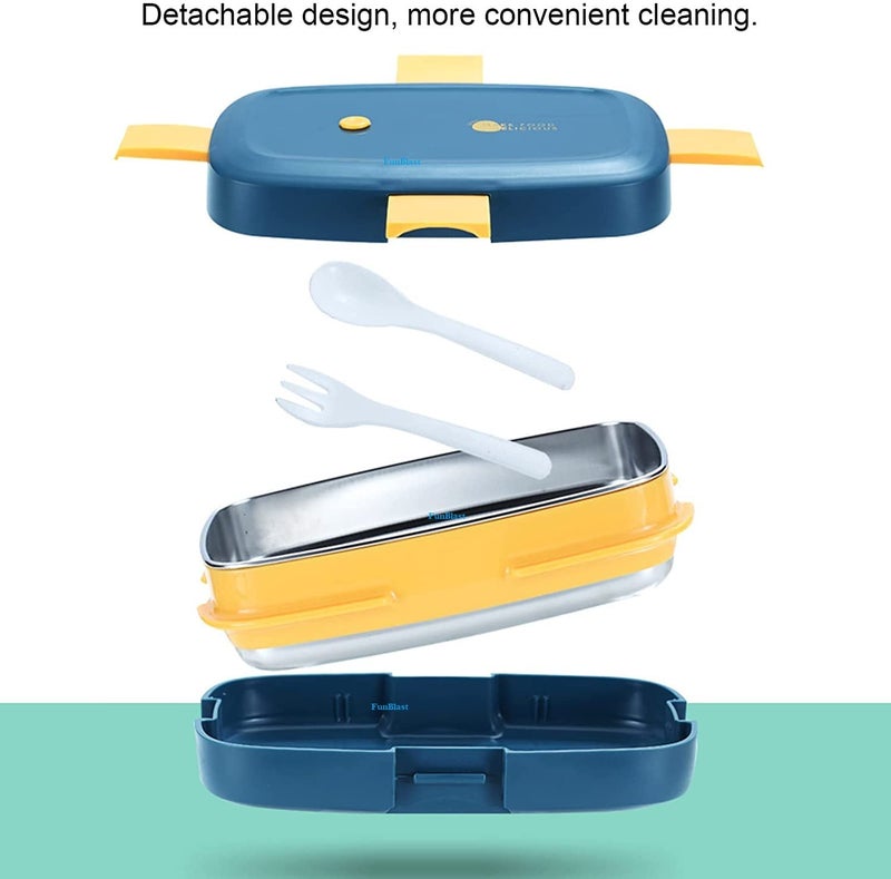 FunBlast Lunch Box for Kids - Tiffin Box for Kids, Stainless Steel Lunch Box, Lunch Boxes for Office Men & Women, Lunch Box with Spoon and Fork, Lunch Box with Compartments (Blue) - Image 4