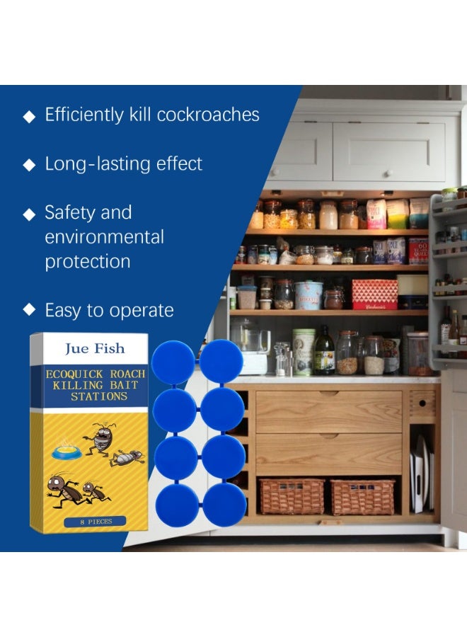 JUE FISH Cockroach Bait Stations, 8-Piece Gel Trap with Powerful Killer Action, Non-Toxic & Pet Safe for Indoor Kitchen Cabinets, Long-Lasting up to 90 Days - Image 5