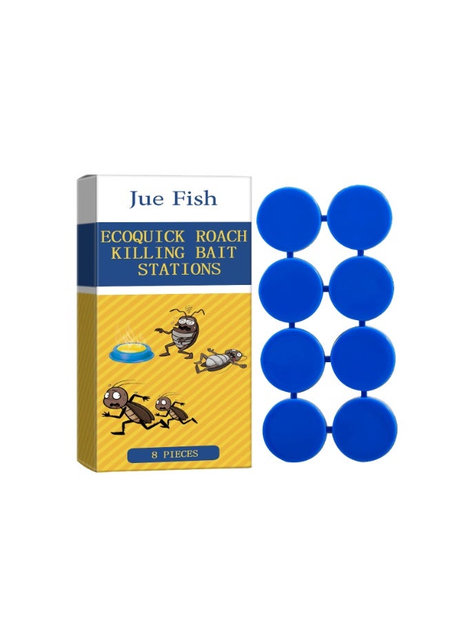 JUE FISH Cockroach Bait Stations, 8-Piece Gel Trap with Powerful Killer Action, Non-Toxic & Pet Safe for Indoor Kitchen Cabinets, Long-Lasting up to 90 Days - Image 1