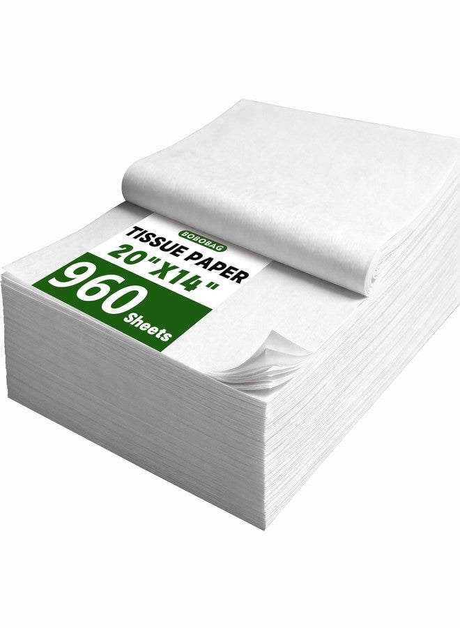 Bobobag 960 Sheets 20"X14" White Tissue Paper Bulk for Gift Bags Wrapping Packing Moving,Weddings Birthday Showers Arts Craft Party Favor Decoration Box Filler - Image 1