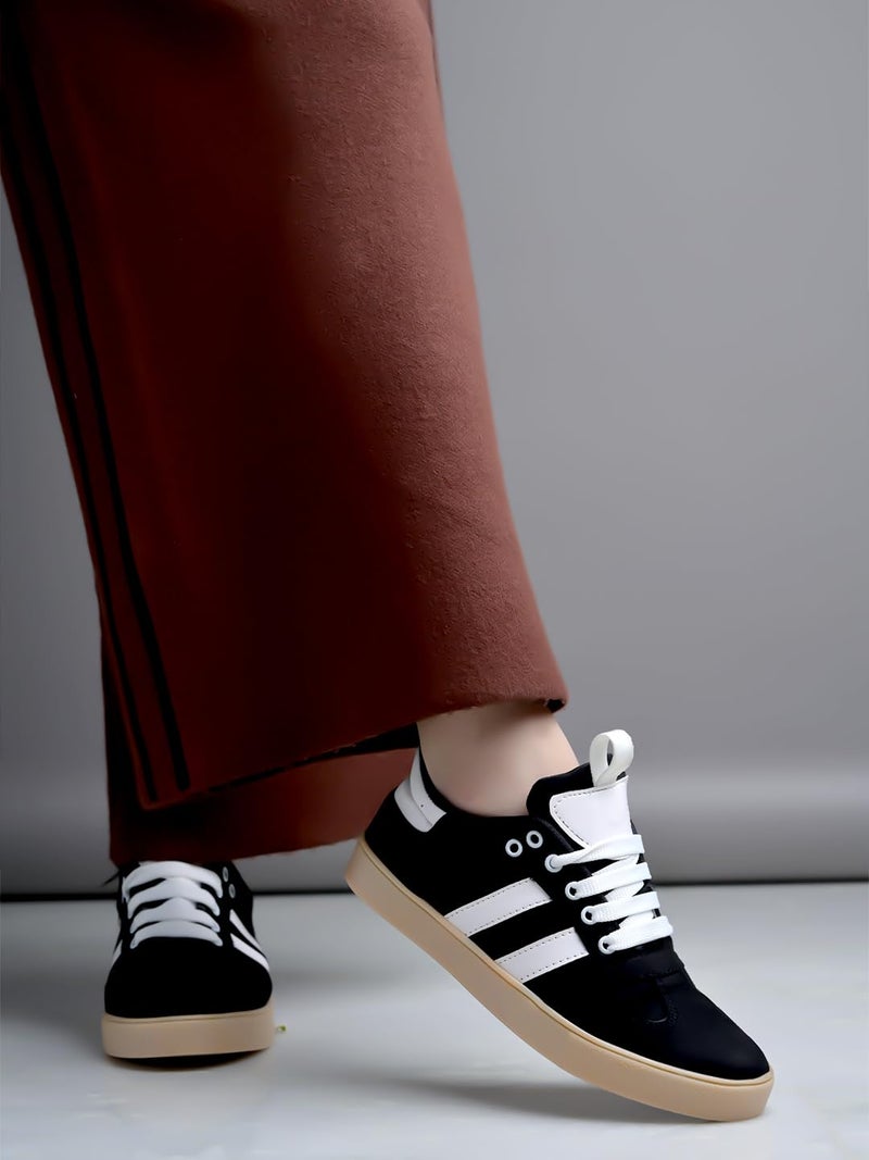 Shoetopia Women's Black Casual Sneakers || Stylish Lace-Up Sports Shoes with Comfortable Sole || Lightweight Daily Footwear Walking & Running Shoes EU36 - Image 4
