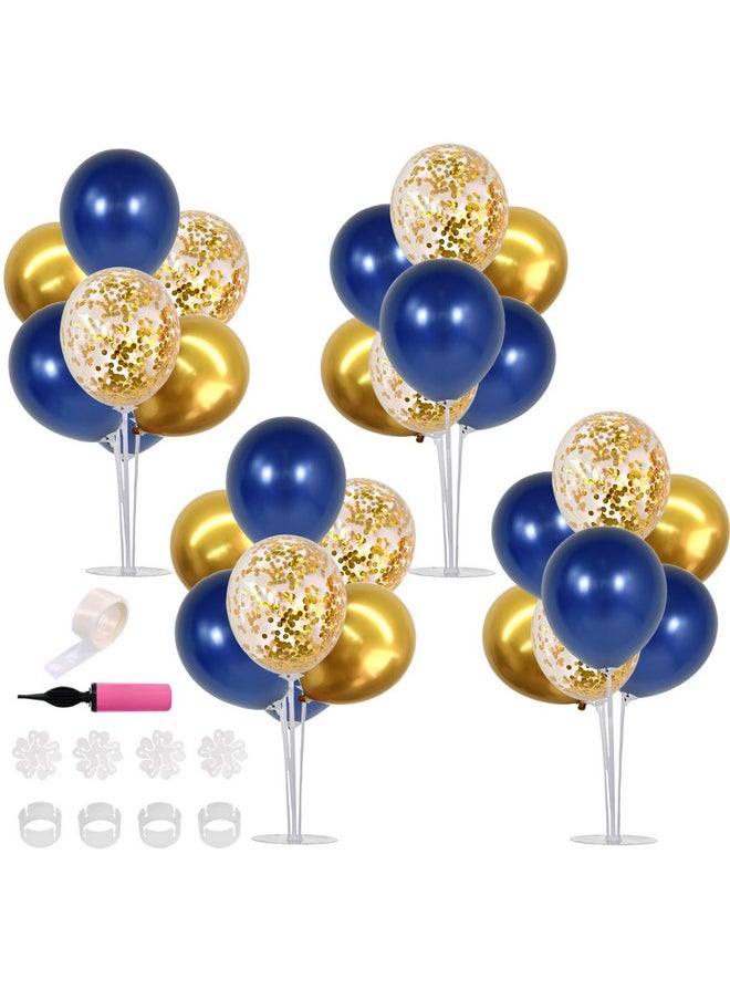 TONIFUL - 4 Set Navy Blue Gold Balloon Centerpieces For Table,Balloons Stand Kit For Graduation Decorations Class Of 2024 Party Decorations,New Year,Anniversary - Image 1