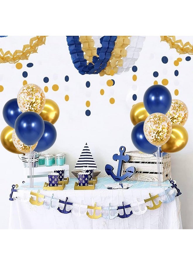 TONIFUL - 4 Set Navy Blue Gold Balloon Centerpieces For Table,Balloons Stand Kit For Graduation Decorations Class Of 2024 Party Decorations,New Year,Anniversary - Image 1