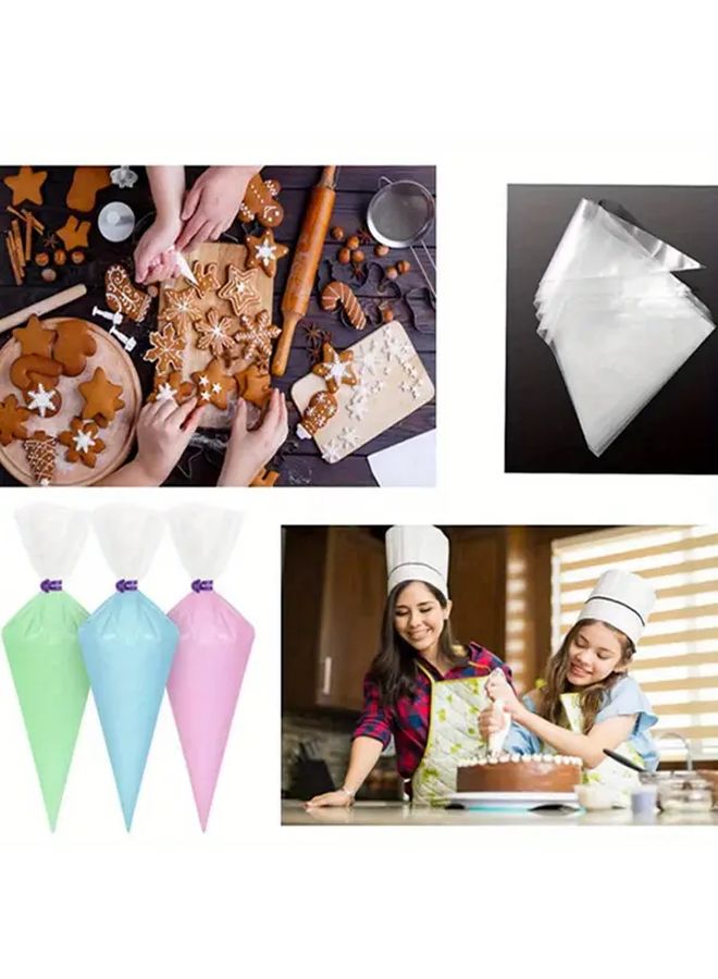 100 Pack Transparent Heavy Duty Leakproof Anti Slip Decorating Bags For Professional Baking - Image 5