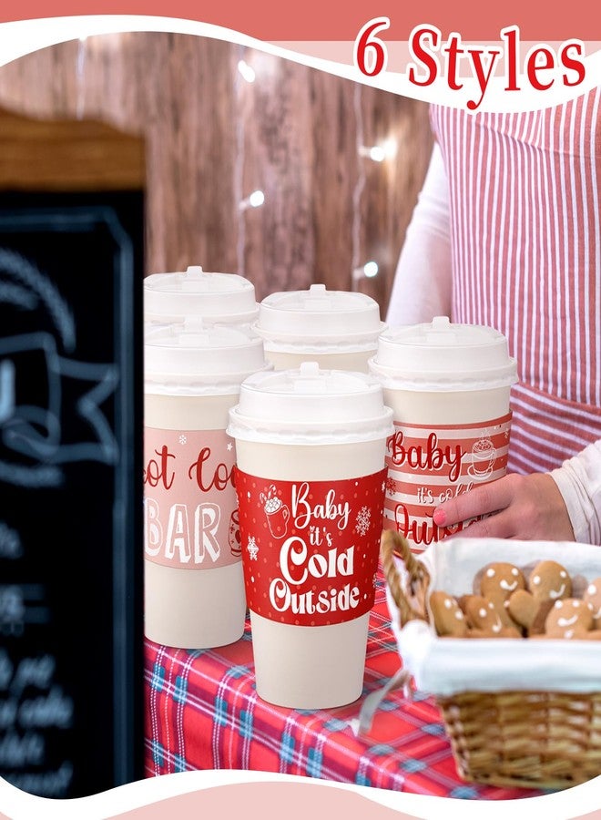 Vesici 36 Sets Christmas Hot Cocoa Coffee Cup with Lids and Sleeves 12oz Christmas Disposable Paper Cup Hot Cocoa Chocolate Bar Supplies for Xmas Winter Holiday Office Bar Business Party(Plaid) - Image 4