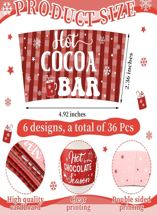 Vesici 36 Sets Christmas Hot Cocoa Coffee Cup with Lids and Sleeves 12oz Christmas Disposable Paper Cup Hot Cocoa Chocolate Bar Supplies for Xmas Winter Holiday Office Bar Business Party(Plaid) - Image 2