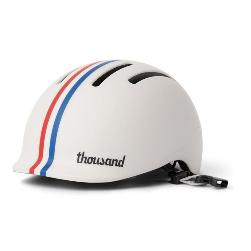 Thousand Kids Helmet â€“ Free Reflective Sticker Pack to Customize, No Pinch Magnetic Buckle, Multi Sport Safety CSPC ASTM CE Certified â€“ Jr Collection (Speedway Creme, Nylon Straps) - Image 1