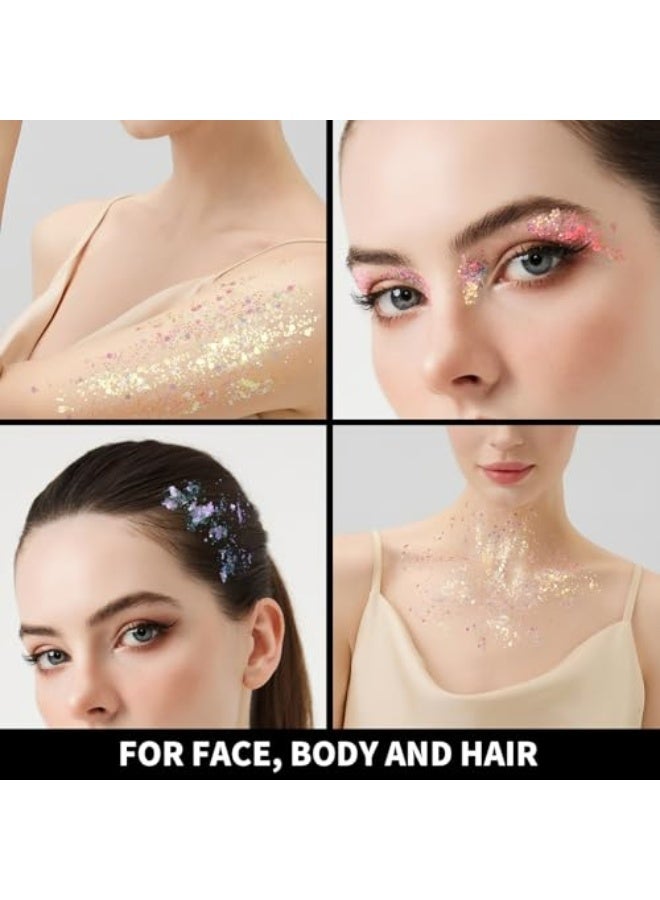 6 Colors Glow in The Dark Glitter Gel, Face Glitter Gel, Body Glitter Hair Glitter for Carnival Makeup UV Black Light Party Cheer Raves Festivals - Image 2