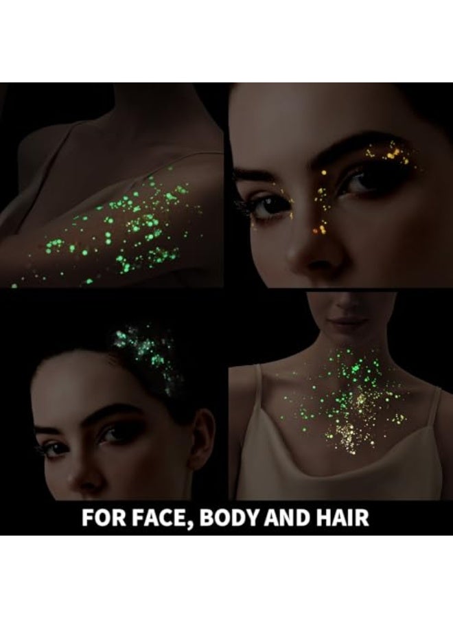 6 Colors Glow in The Dark Glitter Gel, Face Glitter Gel, Body Glitter Hair Glitter for Carnival Makeup UV Black Light Party Cheer Raves Festivals - Image 3