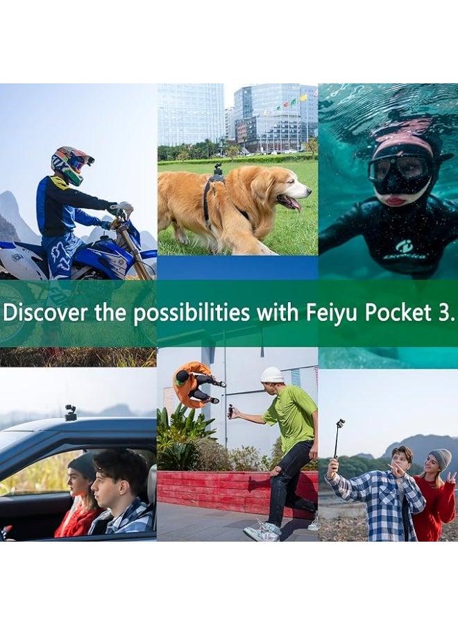 FeiyuTech Feiyu Tech Pocket 3 Action Camera 4K with Remote Control Bundle [Official],3-Axis Anti-Shake Stabilization,12MP Ultra HD,Built-in MIC,130° Wide View,for Vlogging,Diving,Riding - Image 3