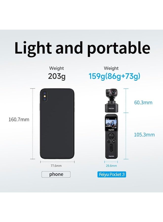 FeiyuTech Feiyu Tech Pocket 3 Action Camera 4K with Remote Control Bundle [Official],3-Axis Anti-Shake Stabilization,12MP Ultra HD,Built-in MIC,130° Wide View,for Vlogging,Diving,Riding - Image 4