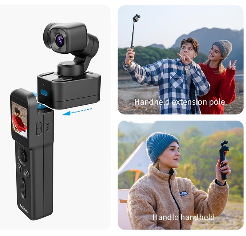 FeiyuTech Feiyu Tech Pocket 3 Action Camera 4K with Remote Control Bundle [Official],3-Axis Anti-Shake Stabilization,12MP Ultra HD,Built-in MIC,130° Wide View,for Vlogging,Diving,Riding - Image 2