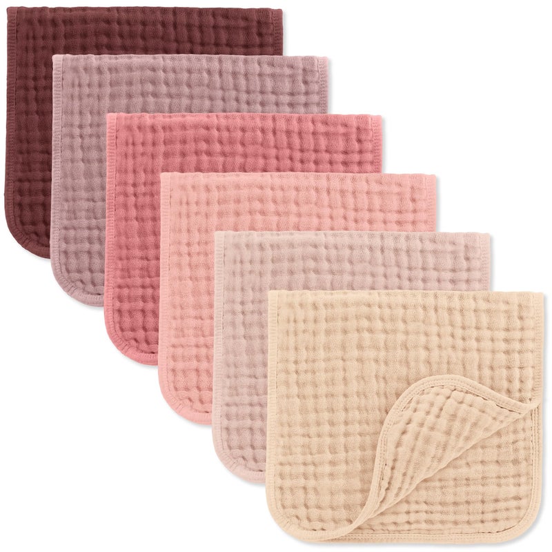 Comfy Cubs Muslin Burp Cloths 20" x 10", Pack of 6 - Large, 6-Layer, Ultra Absorbent 100% Cotton for Baby Drool and Messes - Soft, Safe & Gentle Baby Burp Cloths Set for Boys & Girls - Multi Girl - Image 1