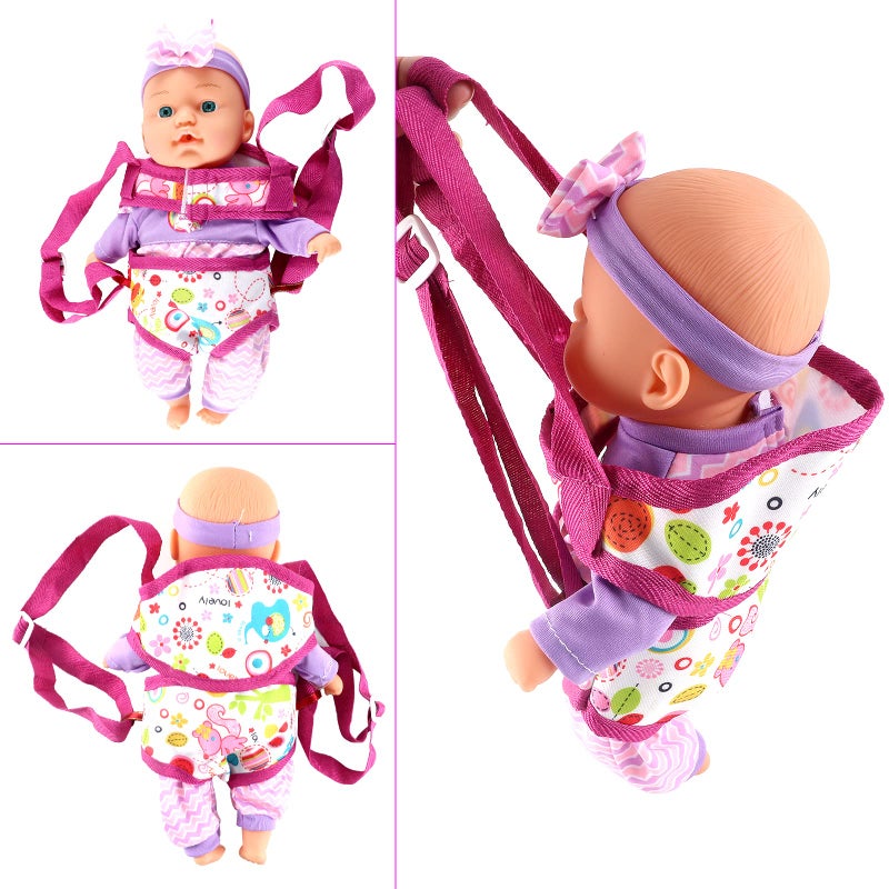 deAO Kids Baby Doll Stroller Nursery Role Play Set with a Variety of Feeding Toy and Play Mat Travel Cot Baby Carrier Stroller and Travel Bag - Image 4
