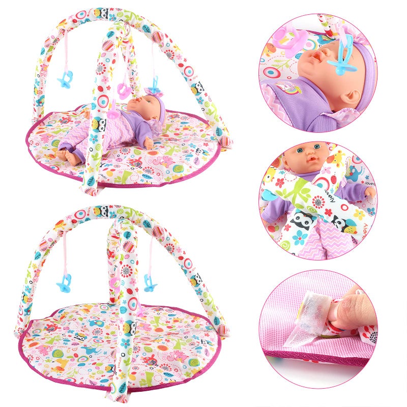 deAO Kids Baby Doll Stroller Nursery Role Play Set with a Variety of Feeding Toy and Play Mat Travel Cot Baby Carrier Stroller and Travel Bag - Image 3