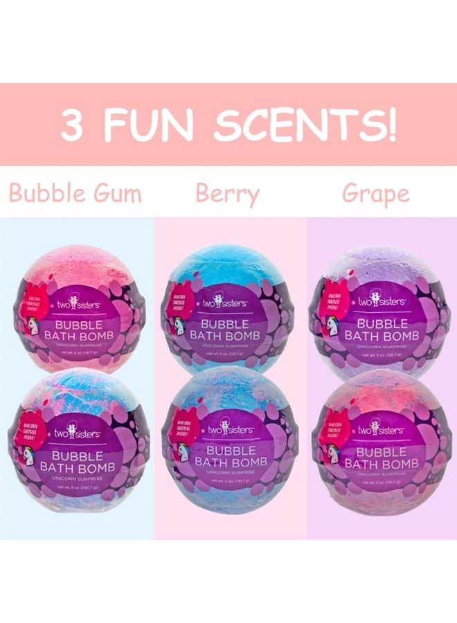 Two Sisters Bubble Bombs Unicorn Surprise Set | Bath Bombs for Kids with Toys and Jewelry Inside | 6-Pack Set in a Gift Box | Safe for Sensitive Skin | Fizzy and Bubbly Bath Balls for Boys & Girls - Image 3