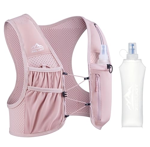 Zelvot Running Vest for Women Men, USA Original Patent, Adjustable Chest Straps Running Hydration Vest with 500ml Soft Flask, Lightweight Reflective Hydration Backpack for Hiking Marathon (Pink, M/L) - Image 1
