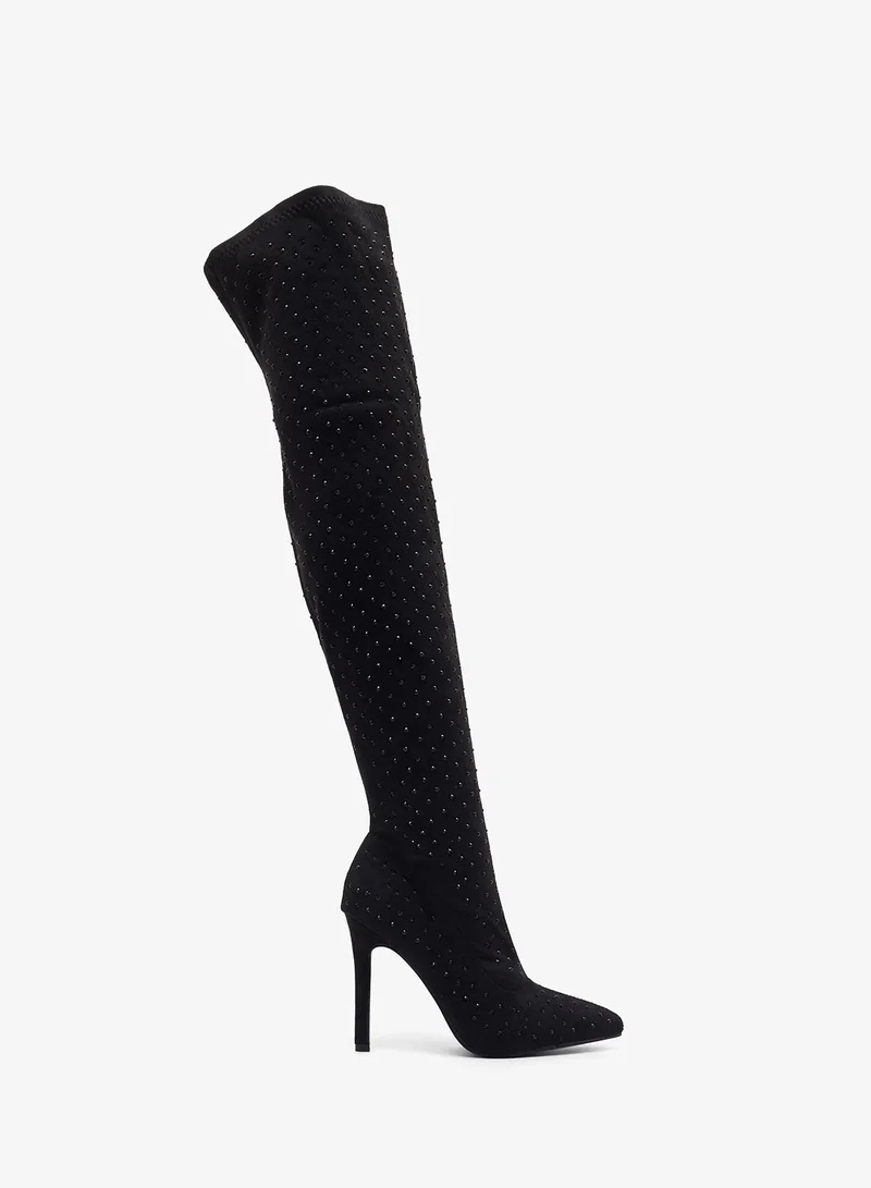 Ginger Pointed Toe Stiletto Heel Sparkle Knee High Boots