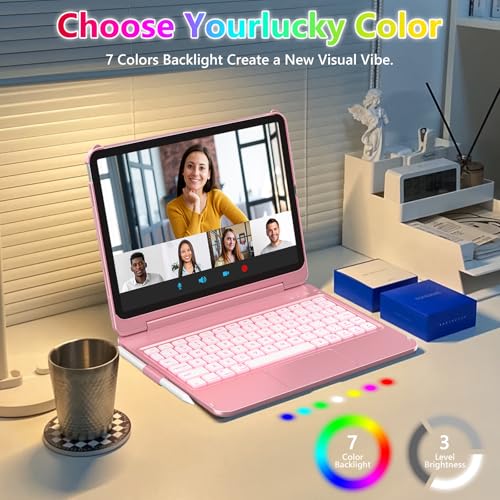 FUWANG Touch for iPad Air 11 inch & Air 5th 4th Generation Case with Keyboard - Only Support 180 Flip Backlit Keyboard with Multi-Touch Trackpad for iPad Air 11 inch M3 M2/Air 5 Air 4th Gen - Image 3
