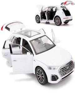 die cast 1/24 Audi Q5 SUV Model Car, Zinc Alloy Pull Back Toy car with Sound and Light for Kids & Adults Gift (White)  - Image 1