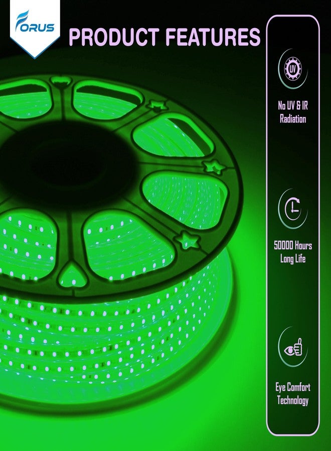 Forus حبل إضاءة LED من فوروس، طوله 5 أمتار، مع ضمان لمدة 6 أشهر، إضاءة خارجية مقاومة للماء، مناسبة للأسقف والشرفات وديكور المنزل والديكور الداخلي، إضاءة مرنة مناسبة لأعياد ديوالي وعيد الميلاد - أخضر - Image 3