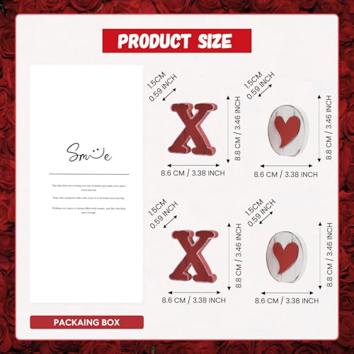 Sm:)e Smile Valentine's Day XOXO Wooden Block Decor Set with Heart Accents, Valentine Indoor Decoration - Image 2