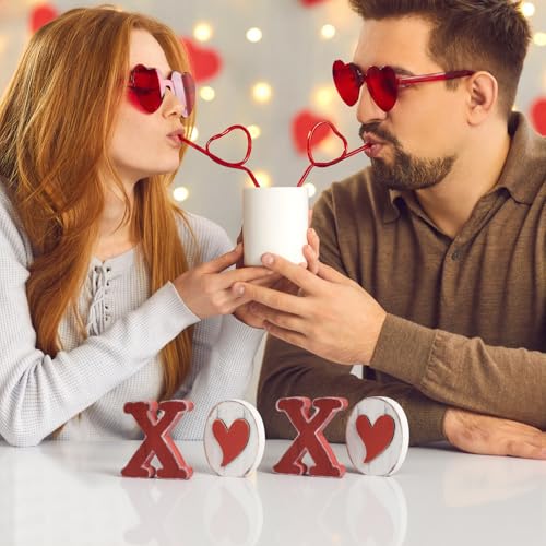 Sm:)e Smile Valentine's Day XOXO Wooden Block Decor Set with Heart Accents, Valentine Indoor Decoration - Image 3