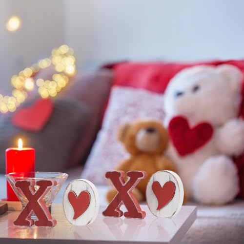 Sm:)e Smile Valentine's Day XOXO Wooden Block Decor Set with Heart Accents, Valentine Indoor Decoration - Image 5