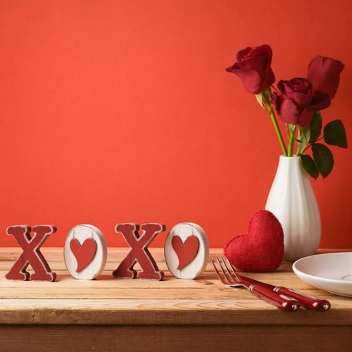 Sm:)e Smile Valentine's Day XOXO Wooden Block Decor Set with Heart Accents, Valentine Indoor Decoration - Image 4