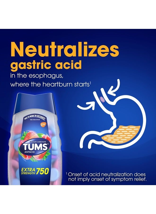 TUMS Extra Strength Assorted Berries Antacid Tablets for Heartburn Relief, 96 count  - Image 4