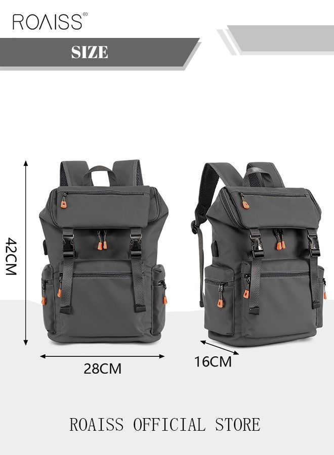 roaiss Men's Large Capacity Double Shoulder Backpack  PU Leather Retro Chic Handbag for School Travel Work Office  Black  - Image 4