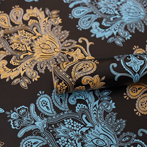 Wollzo Colorful Luxurious Black Decorative Wallpaper (45 x 500 cm) - Image 1