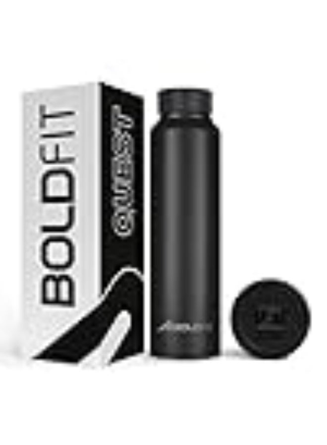 Boldfit Water Bottles Stainless Steel Water Bottle 1 Litre Steel Bottles for School, Office, Home, Gym 1 Litre for Men Leakproof, Rust Free Metal Bottle -1000 ml Black - Image 1