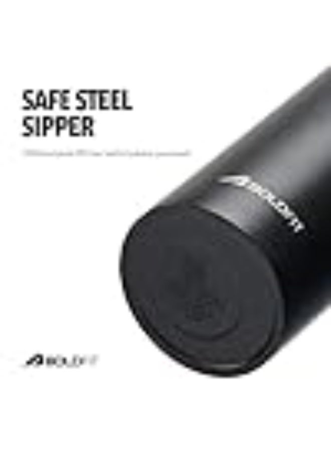 Boldfit Water Bottles Stainless Steel Water Bottle 1 Litre Steel Bottles for School, Office, Home, Gym 1 Litre for Men Leakproof, Rust Free Metal Bottle -1000 ml Black - Image 5