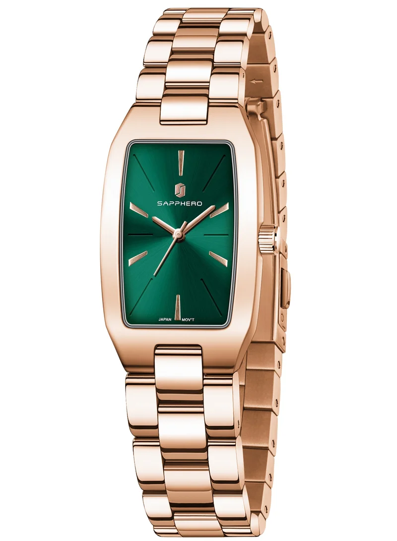 Sapphero ساعات سابفيرو نسائية فاخرة سوار ستانلس ستيل مقاومة للماء