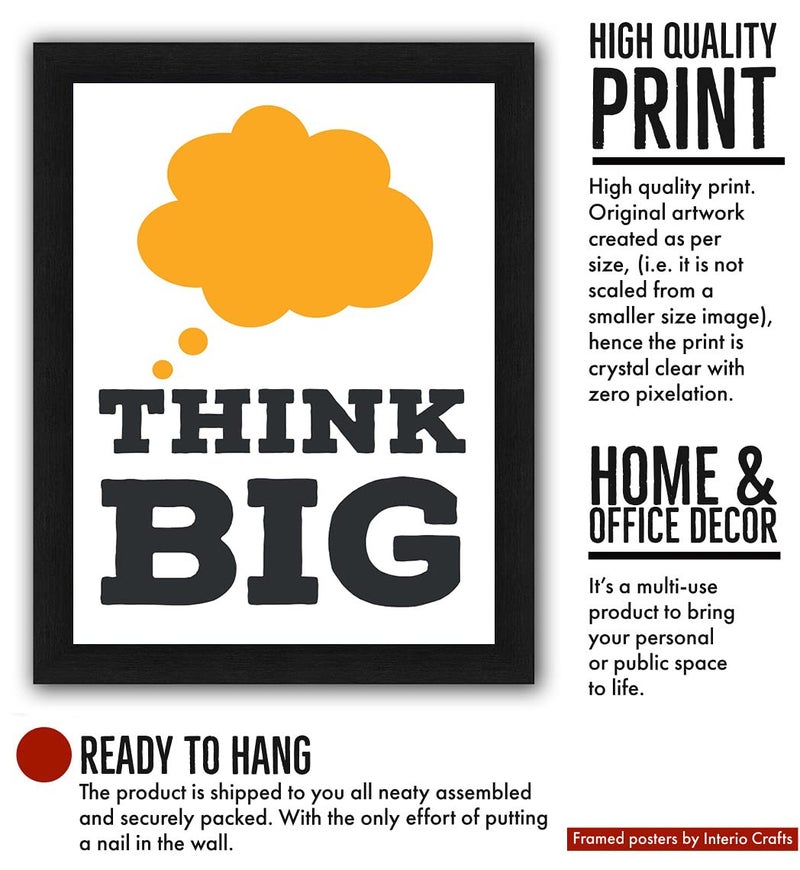 Interio Crafts Think Big Motivational Framed Poster for Office and Home Decoration-Inspirational Framed Poster for Office (Frame Size :13"X10" Inches) - Image 3