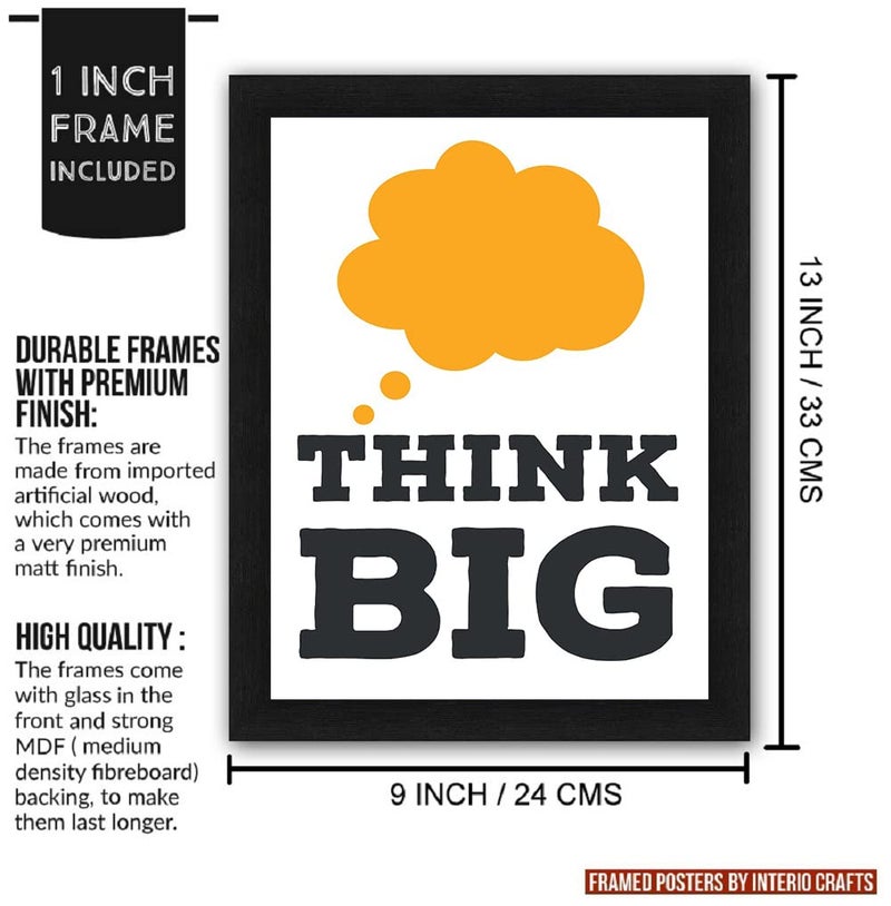 Interio Crafts Think Big Motivational Framed Poster for Office and Home Decoration-Inspirational Framed Poster for Office (Frame Size :13"X10" Inches) - Image 4