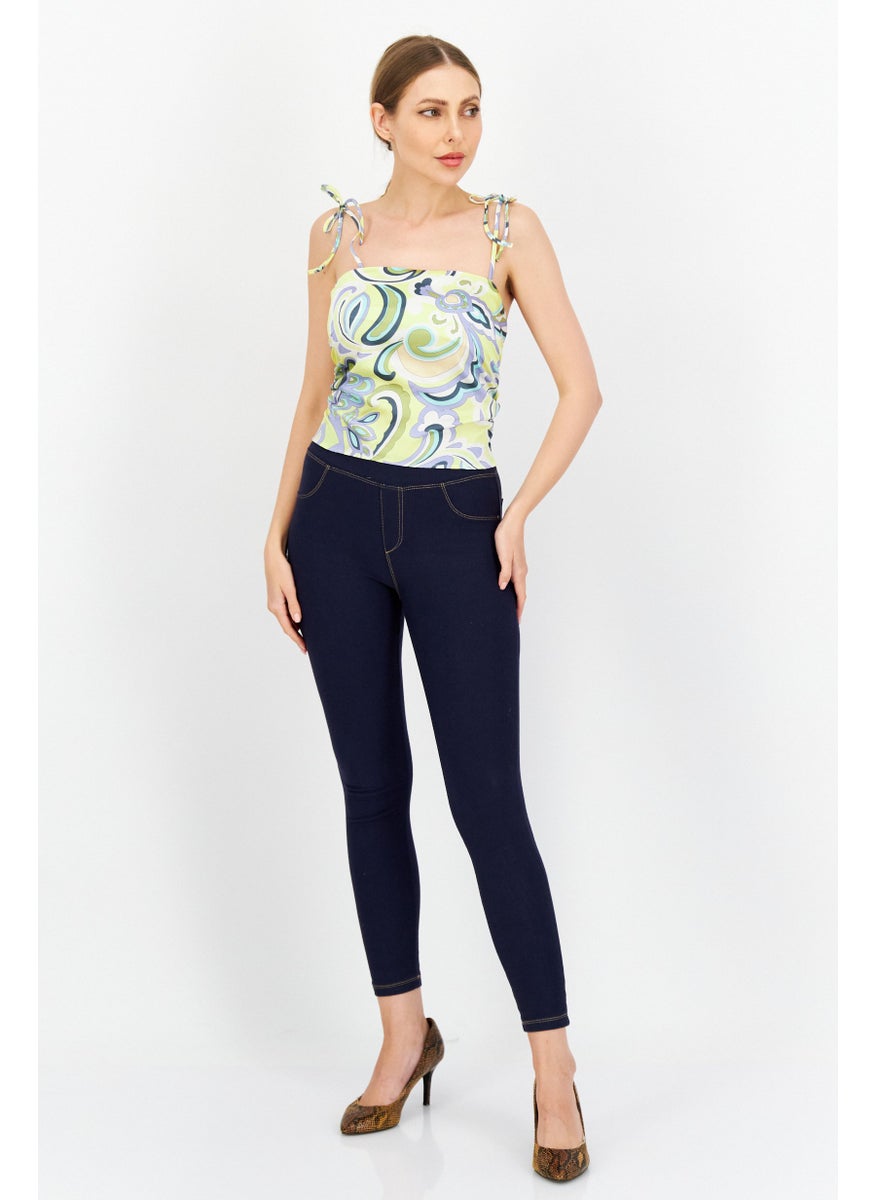 RIVER ISLAND Women Square Neck Tie Sleeves Printed Top, Yellow Combo  - Image 2