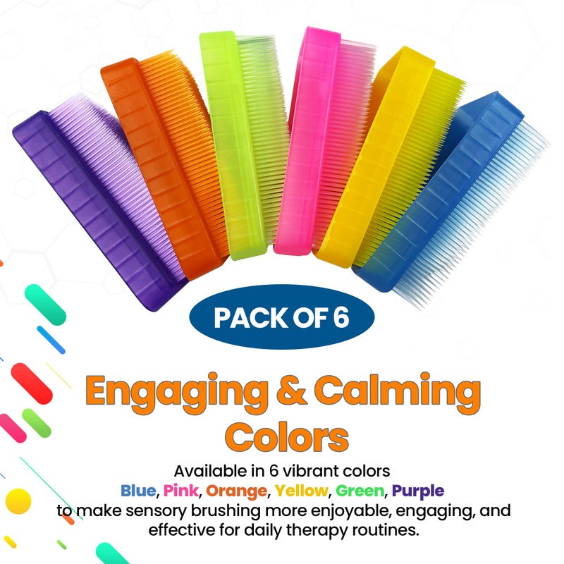 Clipper Mill Wilbarger Method Therapy Sensory Brush Occupational & Therapressure Brush for Calming, Stimulating, and Sensory Brushing â€“ Use as Part of The Wilbarger Brushing Protocol, Colored, 6 Count (Pack of 1) - Image 4