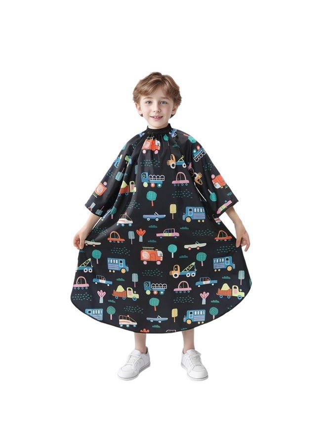 Perfehair PERFEHAIR Kids Haircut Cape with Sleeves - Cute Cars Printing, Adjustable Neck Collar, Comfortable Barber Cape for Boys & Girls, Ideal for Home or Salon Use, Professional Hair Cutting Apron  - Image 1