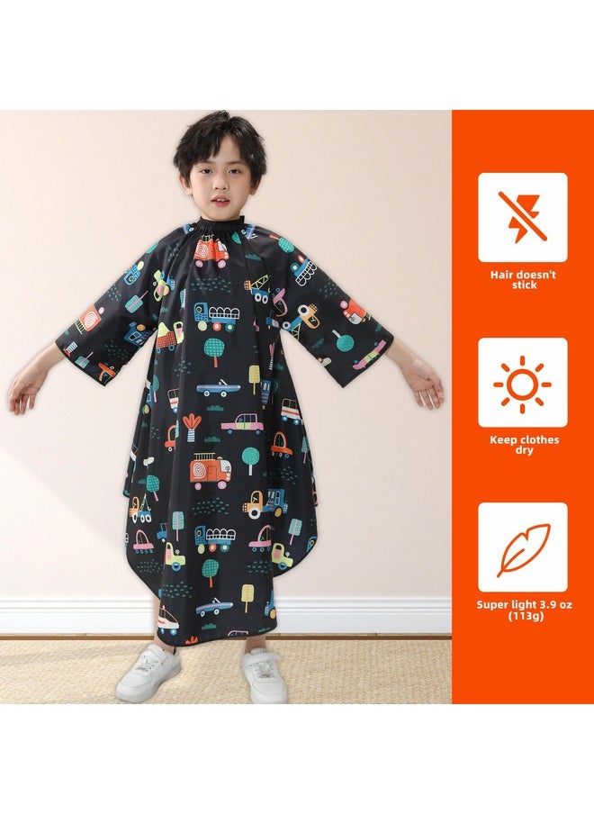 Perfehair PERFEHAIR Kids Haircut Cape with Sleeves - Cute Cars Printing, Adjustable Neck Collar, Comfortable Barber Cape for Boys & Girls, Ideal for Home or Salon Use, Professional Hair Cutting Apron  - Image 3
