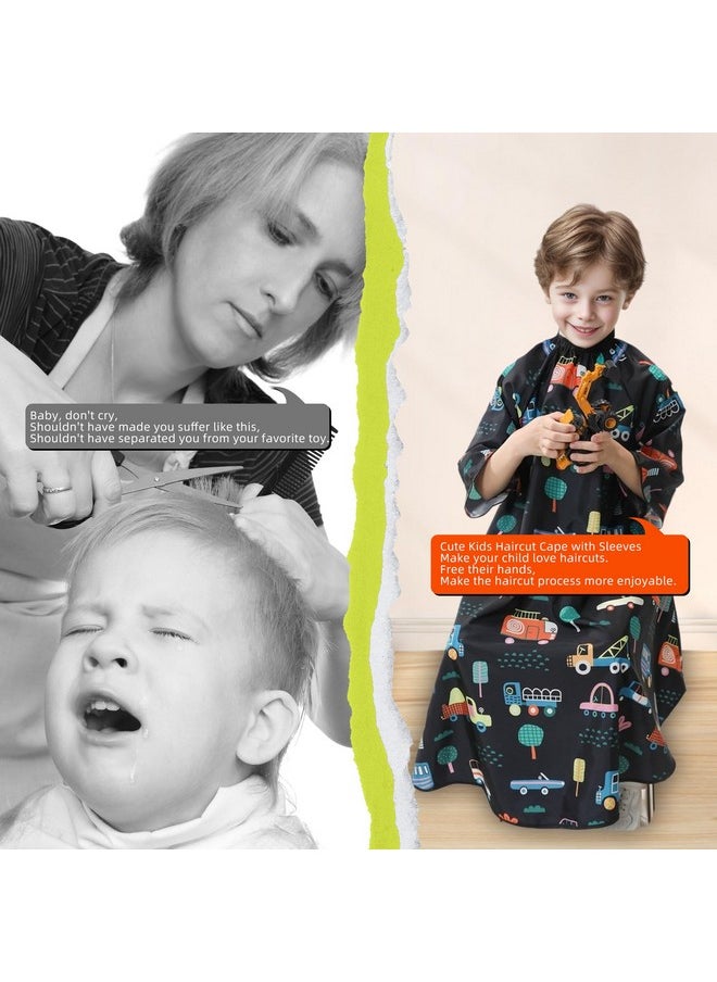 Perfehair PERFEHAIR Kids Haircut Cape with Sleeves - Cute Cars Printing, Adjustable Neck Collar, Comfortable Barber Cape for Boys & Girls, Ideal for Home or Salon Use, Professional Hair Cutting Apron  - Image 2