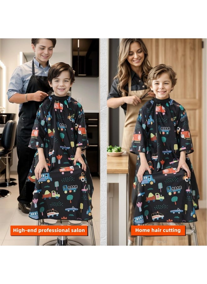 Perfehair PERFEHAIR Kids Haircut Cape with Sleeves - Cute Cars Printing, Adjustable Neck Collar, Comfortable Barber Cape for Boys & Girls, Ideal for Home or Salon Use, Professional Hair Cutting Apron  - Image 5