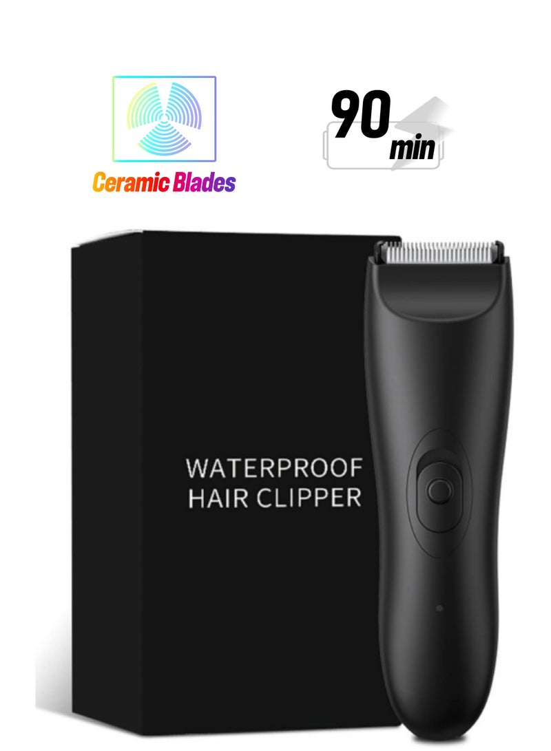 GGEROU Electric Body Hair Trimmer for Men Groin Trimmer Beard Hair Clippers Mens Grooming Kit, Cordless Ceramic Blade Heads IPX6 Waterproof for Wet/Dry Use Low Sound Body Trimmer - Image 1