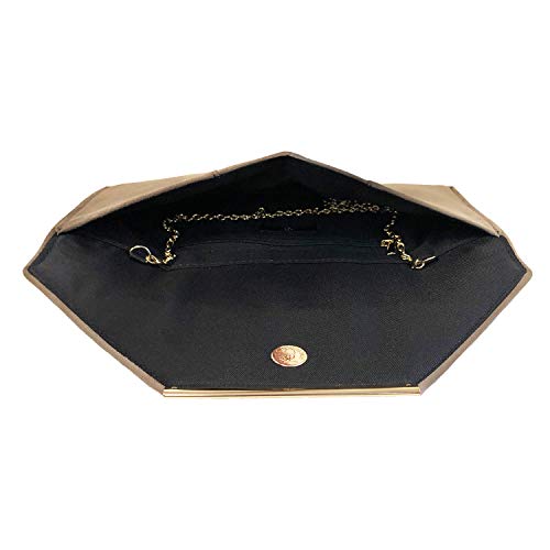 JNB Faux Microsuede Envelope Clutch, Taupe - Image 5